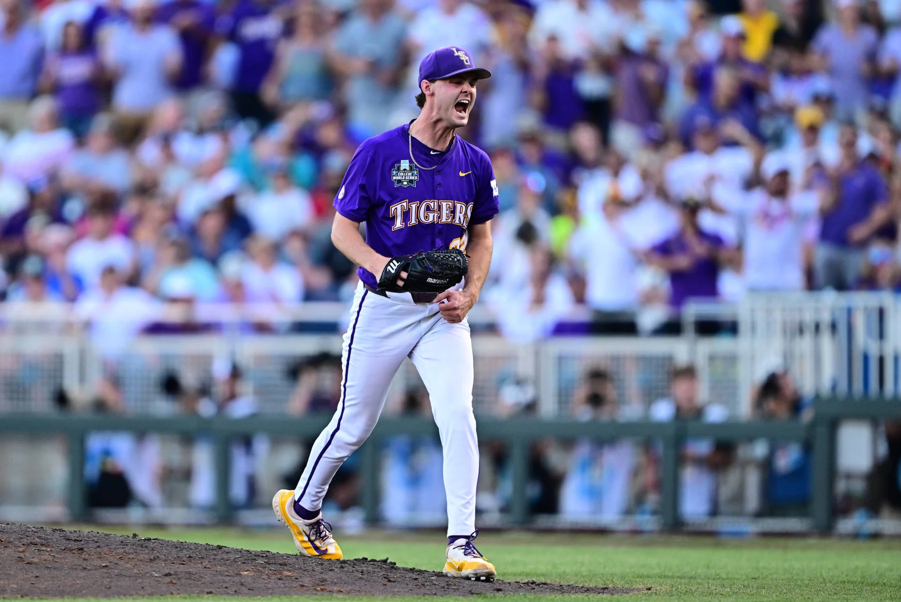 LSU left-hander Kade Anderson celebrating on the mound