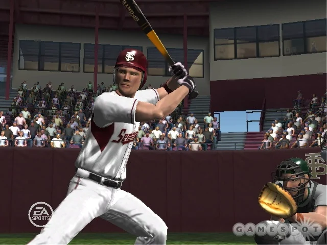 MVP 07 NCAA Baseball screenshot of a Florida State batter waiting for a pitch